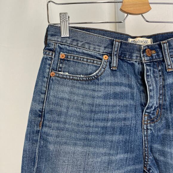 MADEWELL Denim Boy Shorts Thornecliff Wash Raw Hem 100% Cotton Denim Blue 26 - Picture 4 of 7